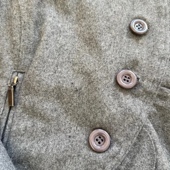 Oleg Cassini Gray Wool Blend Ruffle Front Funnel Neck Coat – Plus Size 1X - Picture 6 of 7